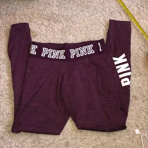Pink VS maroon leggings